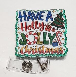 Christmas Badge Reel ID Coworker Gift Stocking Stuffer‎ Holiday Xmas